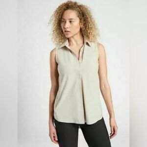Athleta Urbanite Beige Button Up Top